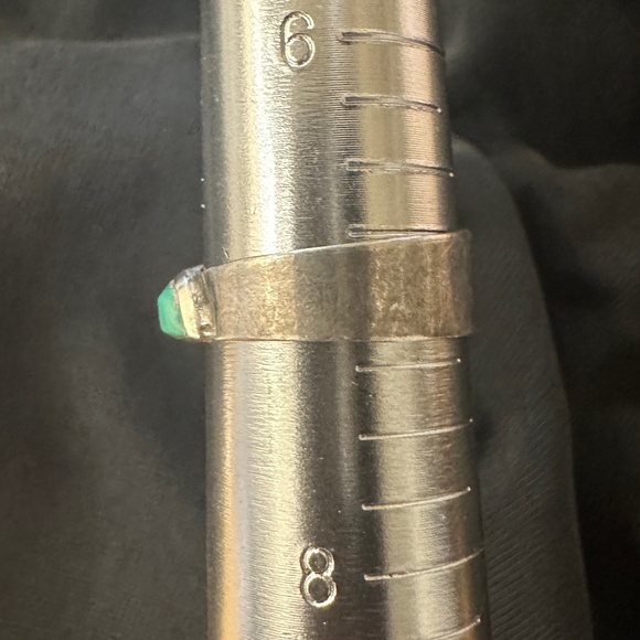 Vintage Zuni style inlay turquoise & sterling silver ring, size 7 - Picture 5 of 8